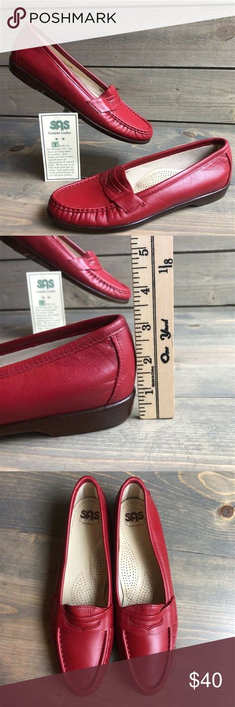 Sas Womens Tripad Comfort Loafer Red 85 S Slim Leather Heels