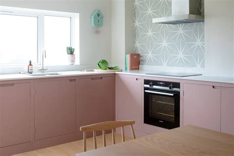 Farrow And Ball Sulking Room Pink And Skimming Stone Sustainable Kitchen