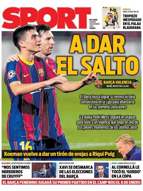 La Portada Del Diario Sport 19 12 2020