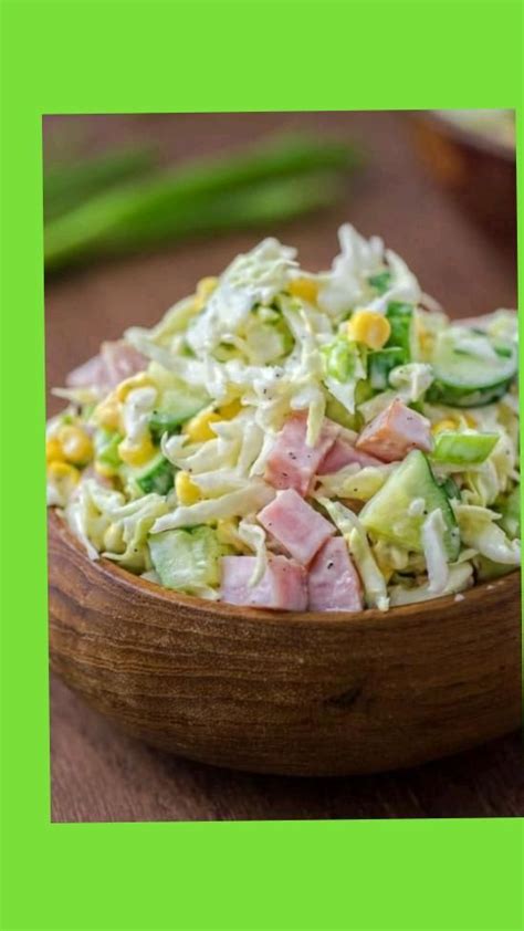 Ensalada de repollo con jamon y crocantes de tostadas rica y fácil