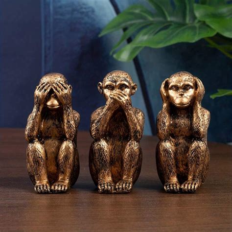 3 Wise Monkeys Statue Set - Hear No Evil See No Evil Speak No Evil ...