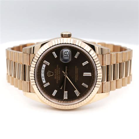 Rolex Day Date 228235 Chocolate Baguette Index 40mm Everose Gold Watch Luxury Watches Usa