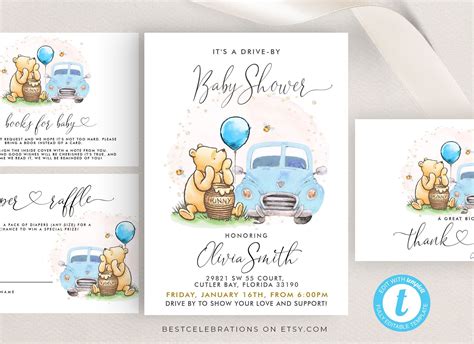 Editable Winnie The Pooh Baby Shower Invitations Templates