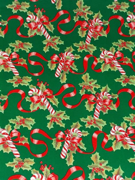 Vintage Christmas Store Wrapping Paper Candy Cane T Wrap 2 Yards