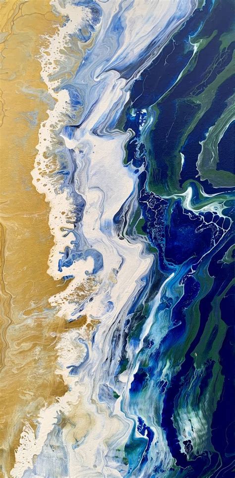 Abstract Shore Blue And Gold Painting By Jane Simonson Saatchi Art