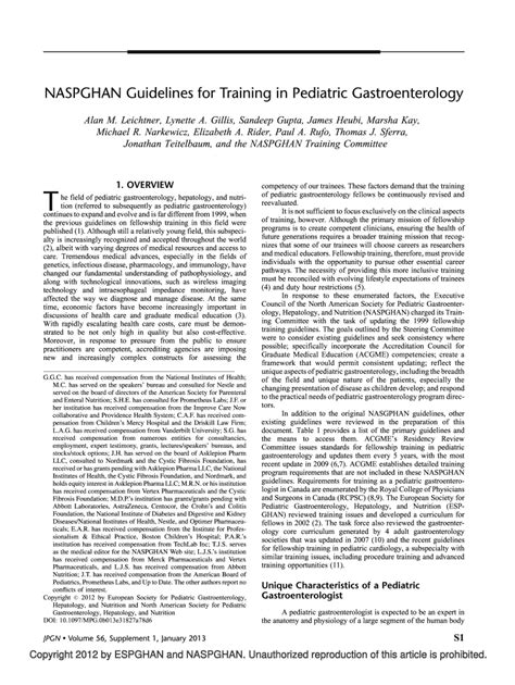 Fillable Online Naspghan Guidelines For Training In Pediatric