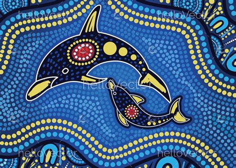 Mother and baby dolphin dot painting - Aboriginal - Download Graphics ...