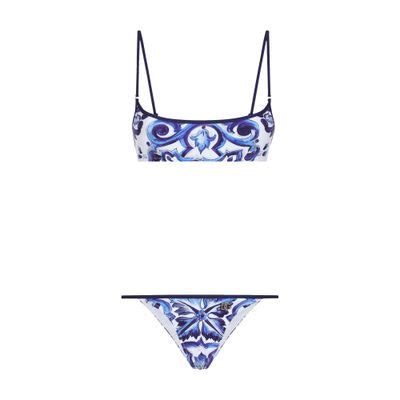 Women S Majolica Print Triangle Bikini DOLCE GABBANA 24S