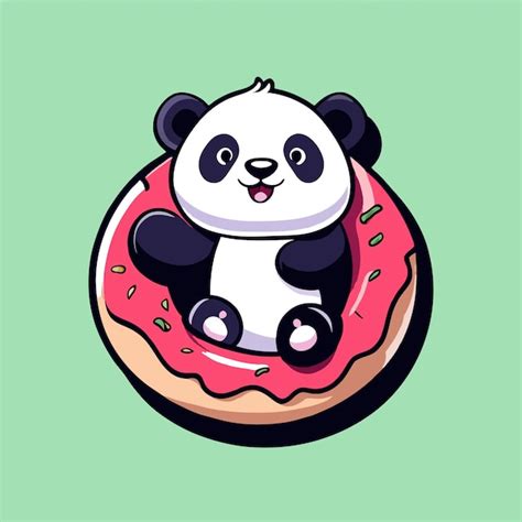 Premium Vector Cute Panda Bear Hand Drawn Flat Stylish Mascot Cartoon