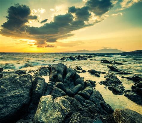 Beautiful Seascape With Rocks And Waves Stock Image Image Of Rock