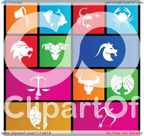 Clipart Set Of Colorful Square Horoscope Metro Style Icons Royalty