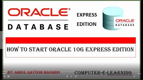 How To Start Oracle Database 10g Express Edition At Web Page