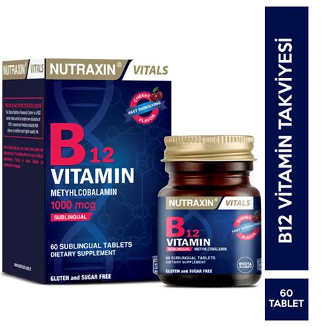 Nutraxin B12 Vitamin 60 Tablet B Vitamini Takviyesi Nar Ecza