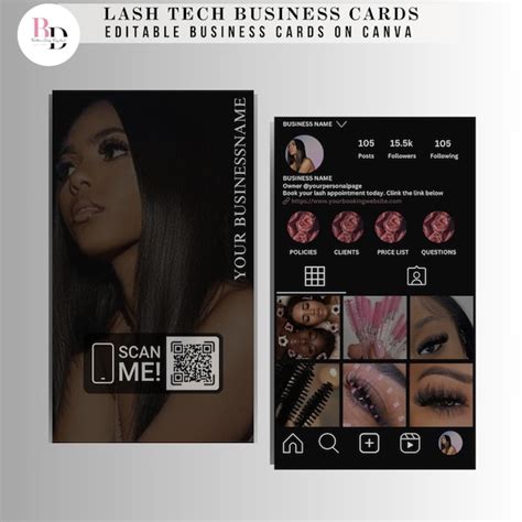 Instagram Business Card Ig Business Card Lash Brow Nail Stylist