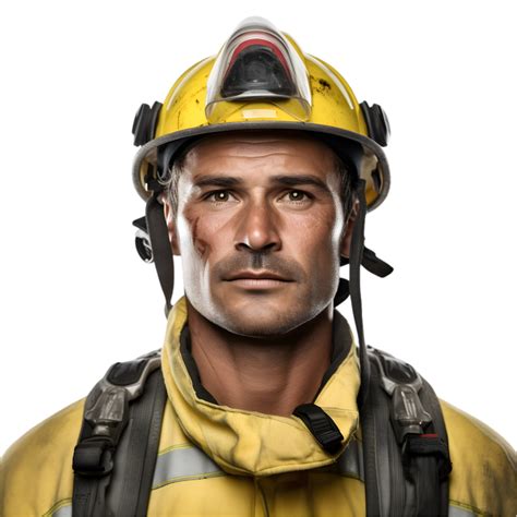 Ai Generated Portrait Of Firefighter On Transparent Background Png