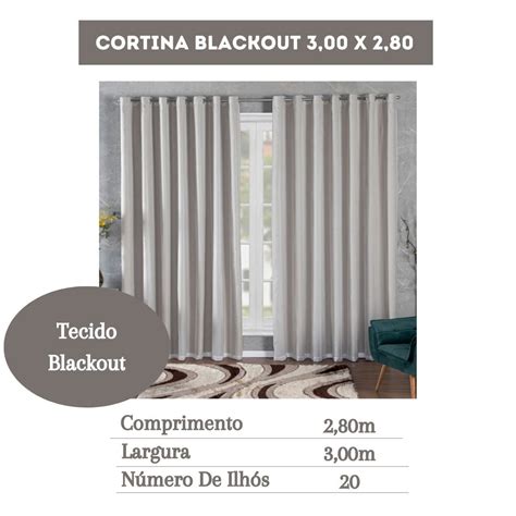 Cortina Blecaute Para Sala 3 Mts Voil Avelã Porta Vidro