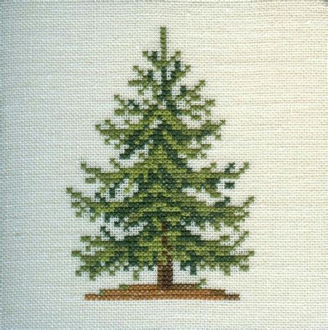 A Cross Stitch Picture Of A Pine Tree