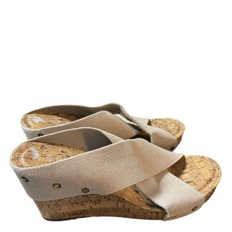 Esprit Shoes Esprit Cork Wedge Sandal Criss Cross Light Tan With