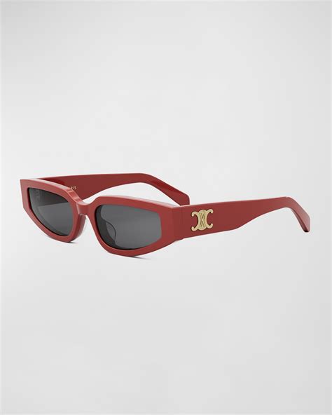 Celine Triomphe Sleek Red Acetate Cat Eye Sunglasses Neiman Marcus