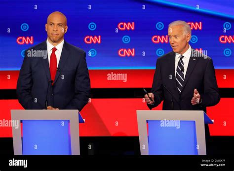 Former Vice President Joe Biden Speaks As Sen Cory Booker D N J Listens During The Second Of