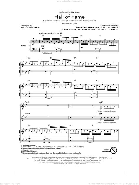 Hall Of Fame Feat Will I Am Arr Roger Emerson Sheet Music For