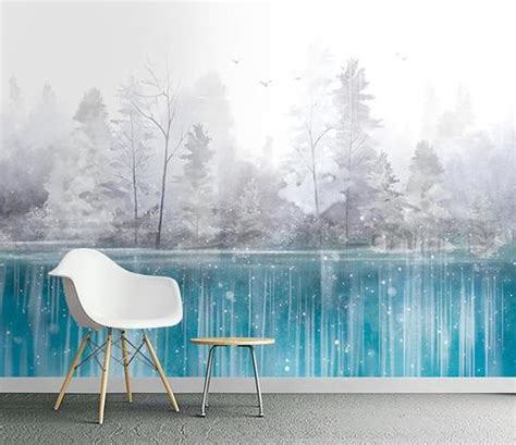 Light blue dream snow fog forest wallpaper · Makeupwalldecor · Online ...