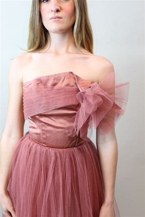 1950s EMMA DOMB Coral Cupcake Tulle Dress Xxs New Gem