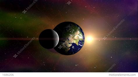 3D Satellite View Of Moon And Earth Stock Animation | 1686206