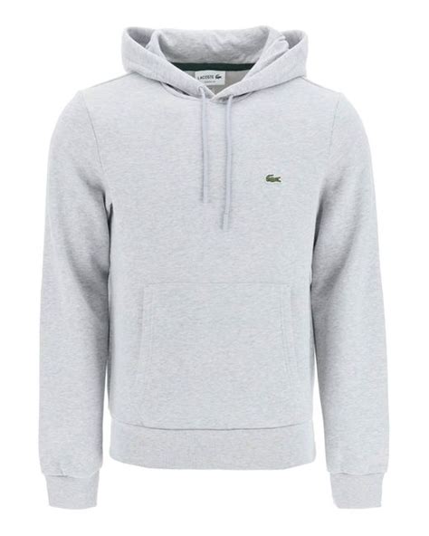 Lacoste Fleece Hoodie With Logo Patch In Grey Gray For Men Save 28