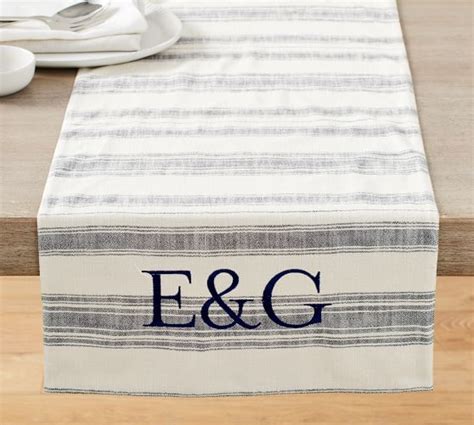 French Striped Organic Cotton Table Runner Pottery Barn