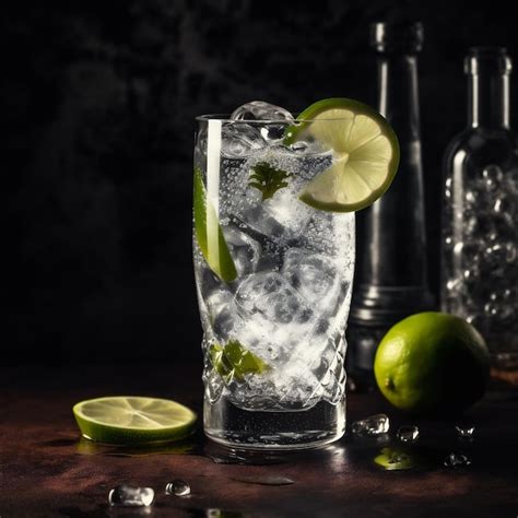 Premium Ai Image Refreshing Gin And Tonic Cocktail Made With Gin Tonic Water Lime Juice Lime