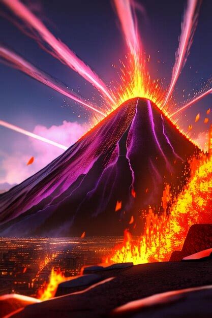 Premium Photo Volcano Lava Golden Magma Flow Nature Landscape