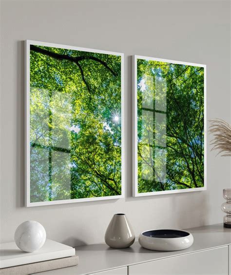 Quadros Com Vidro E Moldura - Quadro Decorativo Arvores Folhas Verde Com Vidro E Moldura | Elo7