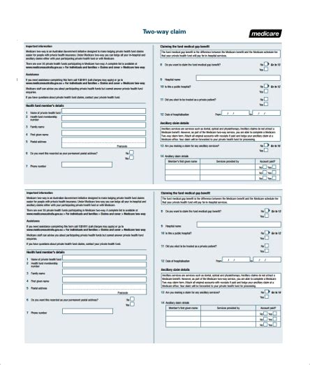 Medicare Claim Form Printable Tutoreorg Master Of Documents