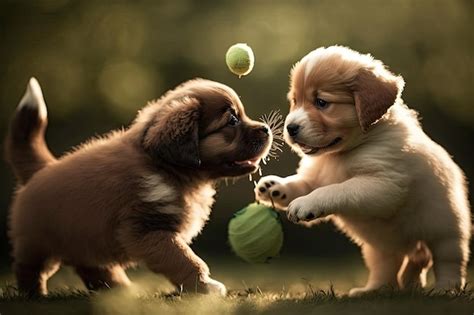 Premium Photo | Series of shots showing cute puppies playing with each ...