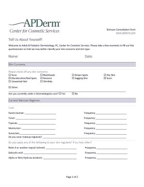 Fillable Online Skincare Consultation Form Fax Email Print Pdffiller