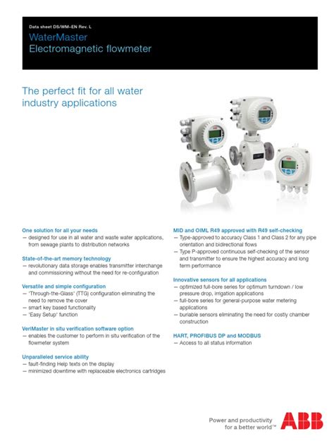 Abb Electromagnetic Flowmeter F V And W Series Data Sheet Pdf Flow Measurement Pipe