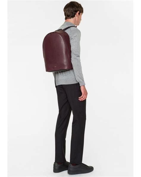 Paul Smith Multicolor Men S Burgundy Leather City Webbing Backpack