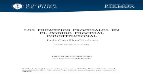 Principios Procesales En El Codigo Procesal Constitucional Pdf Document