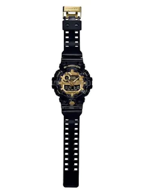 Casio G Shock Mens Gold Analog Digital Dial Black Resin Band Watch