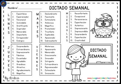 Dictado Semanal Fichas De Actividades Imagenes Educativas