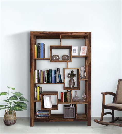 Buy Watkins Sheesham Wood Book Shelf In Rustic Teak Finish At Off By