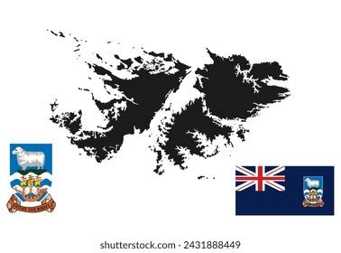 Falkland Islands Map Vector Silhouette Illustration Stock Vector