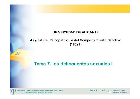 Tema Los Delincuentes Sexuales Ii Psicopatolog A Del