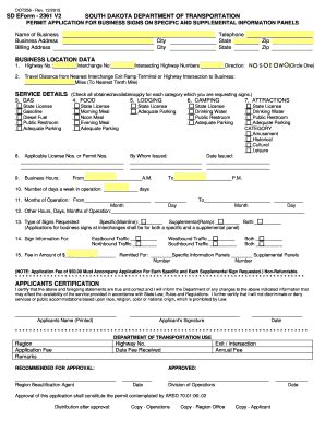 Fillable Online State Sd Permit Application For Business Signs On