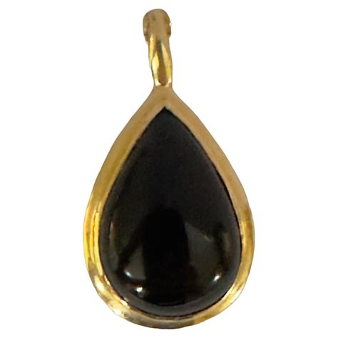 K Yellow Gold Black Onyx Teardrop Pendant Marked For Sale At Stdibs