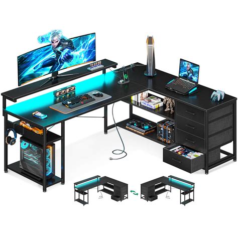 Buy Aodk L Shaped Desk With Drawer Computer Desk With Power