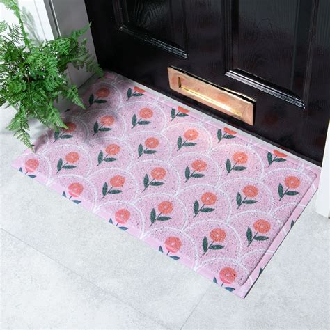 Pink Floral Pattern Doormat X Melissa Donne Artsy Mats