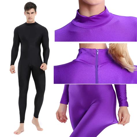 AOYLISEY Adult Long Sleeve Turtle Neck Unitard For Men One Piece Plus