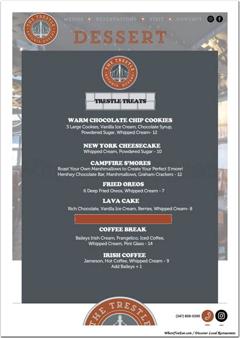 The Trestle Restaurant in Queens / Menus & Photos